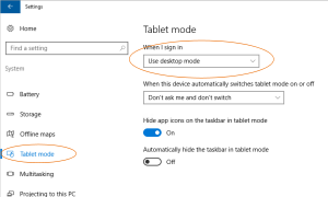 Tablet Mode image